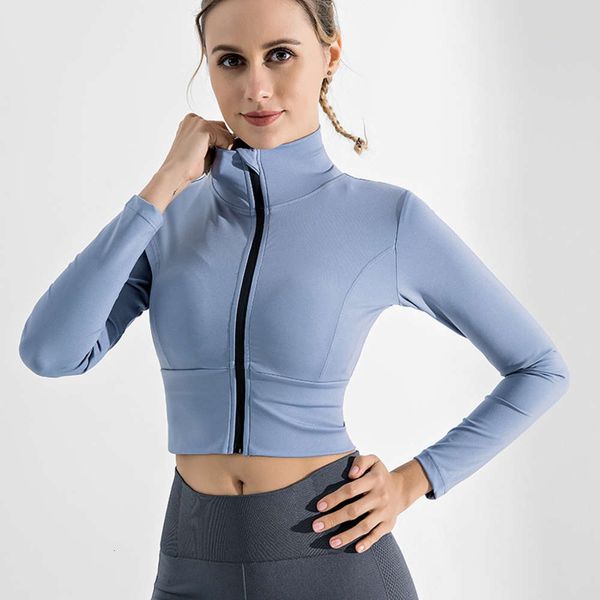 2021standing collar zipper long sleeve sports women's elastic tight net red fitness running fast drying yoga suit coat, Gray
2021standing collar zipper long sleeve sports women's elastic tight net red fitness running fast drying yoga suit coat, Gray