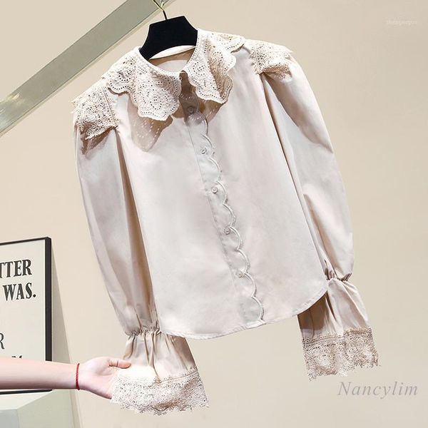 white shirt for women 2021 spring lace doll collar long flare sleeve blouse slim fit lady casual blusa women's blouses & shirts
white shirt for women 2021 spring lace doll collar long flare sleeve blouse slim fit lady casual blusa women's blouses & shirts