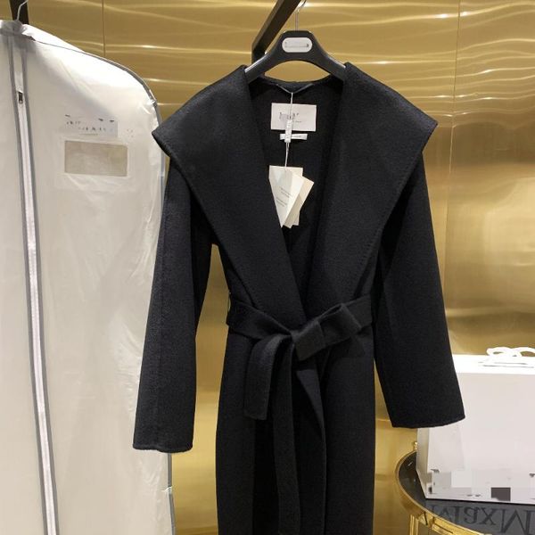 women's wool & blends high-end cashmere coat women mid-length casual hooded autumn winter fashion lace-up tobacco color, Black
women's wool & blends high-end cashmere coat women mid-length casual hooded autumn winter fashion lace-up tobacco color, Black