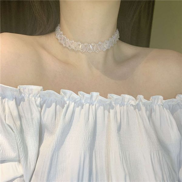 hbp fashion niche design french court barlow handmade beaded transparent crystal exquisite short wide clavicle chain choker, Silver
hbp fashion niche design french court barlow handmade beaded transparent crystal exquisite short wide clavicle chain choker, Silver