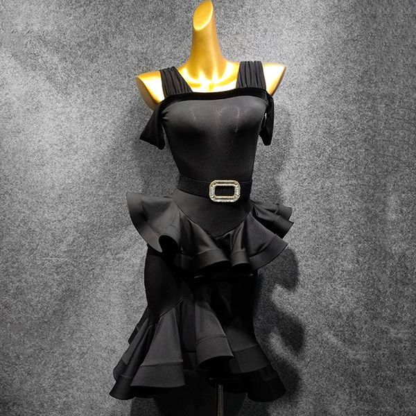 latin dance dress female autumn and winter new practice dress fish bone mosaic skirt rumba dance costume latin dress b1137, Black;red
latin dance dress female autumn and winter new practice dress fish bone mosaic skirt rumba dance costume latin dress b1137, Black;red