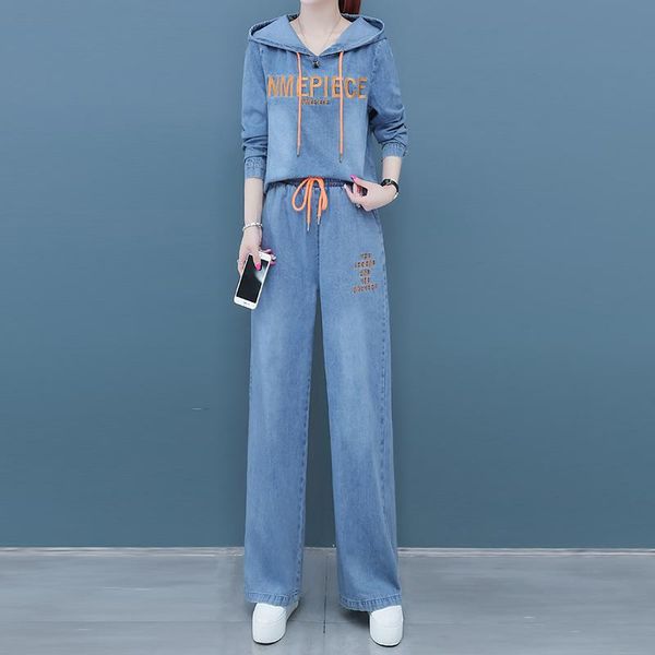 women's two piece pants letter embroidery denim two-piece suits women hooded short and elastic high waist straight jeans fashion blue, White
women's two piece pants letter embroidery denim two-piece suits women hooded short and elastic high waist straight jeans fashion blue, White