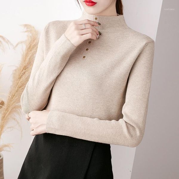 women's sweaters basic women pullover button autumn winter thick warm jumper turtleneck knitted sweater pull femme hiver, White;black
women's sweaters basic women pullover button autumn winter thick warm jumper turtleneck knitted sweater pull femme hiver, White;black