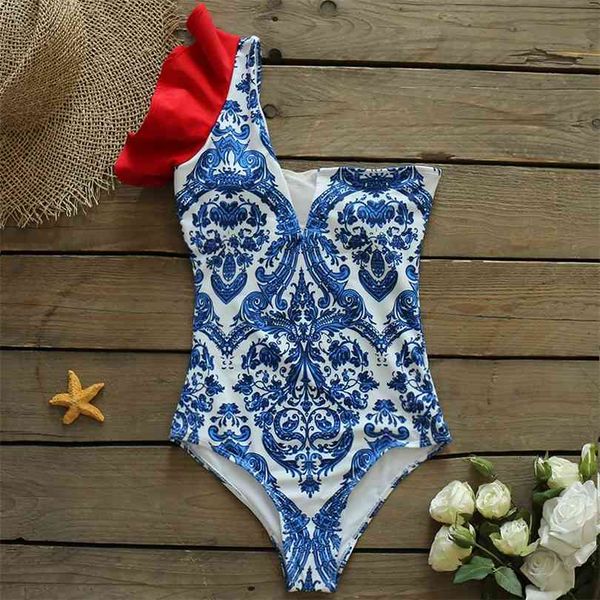 one shoulder piece swimsuit print swimwear women ruffle bathing suit beachwear monokini swim 210728, White;black
one shoulder piece swimsuit print swimwear women ruffle bathing suit beachwear monokini swim 210728, White;black