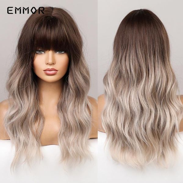 synthetic wigs emmor ombre brown blond gray ash wig with bangs for women cosplay natural long water wavy heat resistant hair, Black
synthetic wigs emmor ombre brown blond gray ash wig with bangs for women cosplay natural long water wavy heat resistant hair, Black