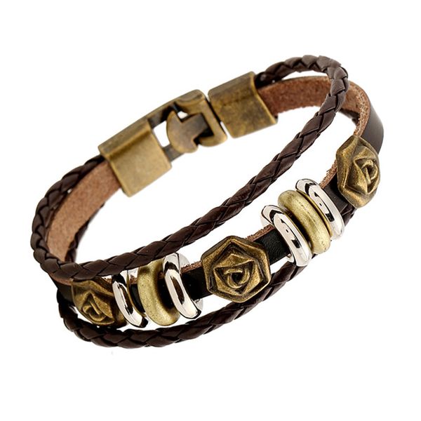vintage rose flowers charm handmade cowhide bracelets antique bronze tone genuine leather bangles three strands wristbands gifts, Golden;silver
vintage rose flowers charm handmade cowhide bracelets antique bronze tone genuine leather bangles three strands wristbands gifts, Golden;silver