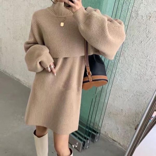 work dresses 2021 two pieces set women korean casual loose long sleeve autumn winter pullover elegant sweater suspender skirt suits, White;black
work dresses 2021 two pieces set women korean casual loose long sleeve autumn winter pullover elegant sweater suspender skirt suits, White;black