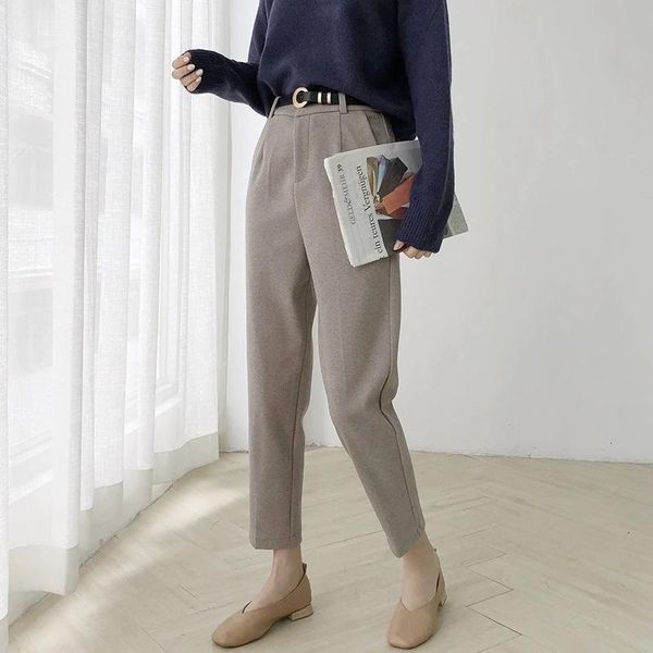 women's pants & capris 2021 autumn winter woolen pipe nine points casual loose thin feet high waist, Black;white
women's pants & capris 2021 autumn winter woolen pipe nine points casual loose thin feet high waist, Black;white