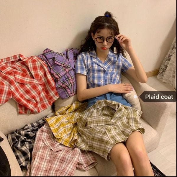 korean preppy style plaid blouses turn down collar ladies sweet summer short sleeve single breasted friends sister shirt, White
korean preppy style plaid blouses turn down collar ladies sweet summer short sleeve single breasted friends sister shirt, White