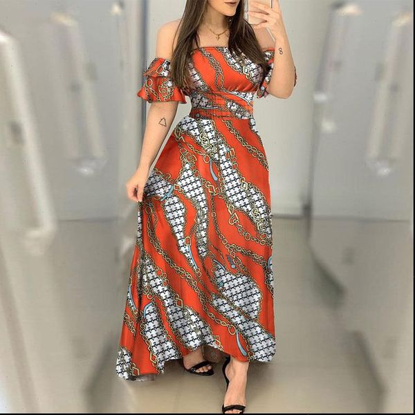 women off shoulder chains print shirring design ruffles maxi dress elegant party dress celebrity evening party dress, Black;gray
women off shoulder chains print shirring design ruffles maxi dress elegant party dress celebrity evening party dress, Black;gray
