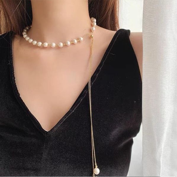 chokers 2021 elegant copper 24k gold plated women adjustable tassel choker necklace natural pearl classic party collar jewelry, Golden;silver
chokers 2021 elegant copper 24k gold plated women adjustable tassel choker necklace natural pearl classic party collar jewelry, Golden;silver