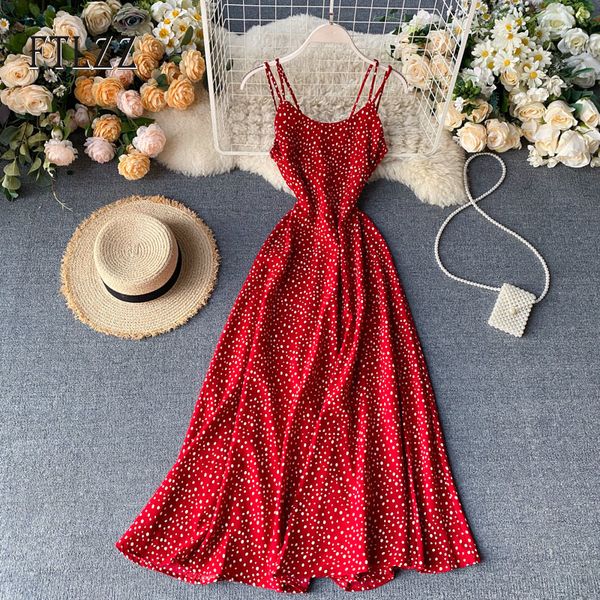 2021 women boho style dot print long vestidos mujer fashion retro woman slim spaghetti strap backless red es wu87, Black;gray
2021 women boho style dot print long vestidos mujer fashion retro woman slim spaghetti strap backless red es wu87, Black;gray