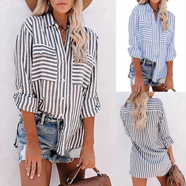 fashion striped loose button pockets womens blouses casual autumn winter ladies female women long sleeve blusas pullover, White
fashion striped loose button pockets womens blouses casual autumn winter ladies female women long sleeve blusas pullover, White