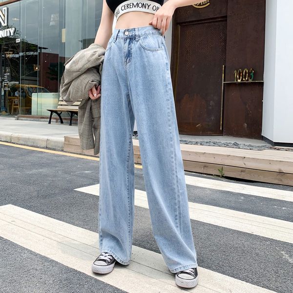 2021 new women spring summer fashion empire waist solid color wide leg denim office lady female casual oversized straight pant cvkw, Blue
2021 new women spring summer fashion empire waist solid color wide leg denim office lady female casual oversized straight pant cvkw, Blue