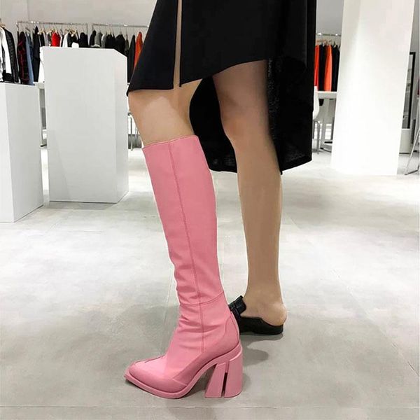 boots fashion pink knee-high for women pointed toe side zipper female stretch high heels shoes botines mujer, Black
boots fashion pink knee-high for women pointed toe side zipper female stretch high heels shoes botines mujer, Black