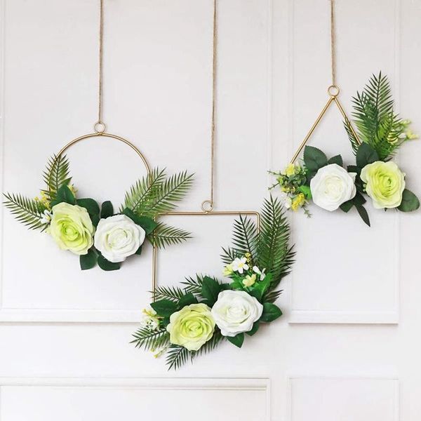 artificial rose floral hoop wreath with leaves set of 3 metal geometric frame for oor nursery home wedding decoration
artificial rose floral hoop wreath with leaves set of 3 metal geometric frame for oor nursery home wedding decoration