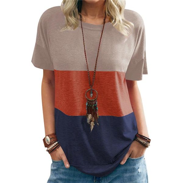 women's t-shirt 2021 spring summer simple casual t-shirts color matching round neck loose bat short-sleeved three-color, White
women's t-shirt 2021 spring summer simple casual t-shirts color matching round neck loose bat short-sleeved three-color, White