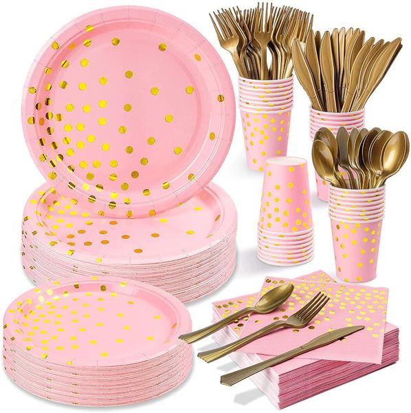 disposable dinnerware pink gold tableware party supplies baby shower plates birthday decorations cutlery for wedding graduation holiday 
disposable dinnerware pink gold tableware party supplies baby shower plates birthday decorations cutlery for wedding graduation holiday