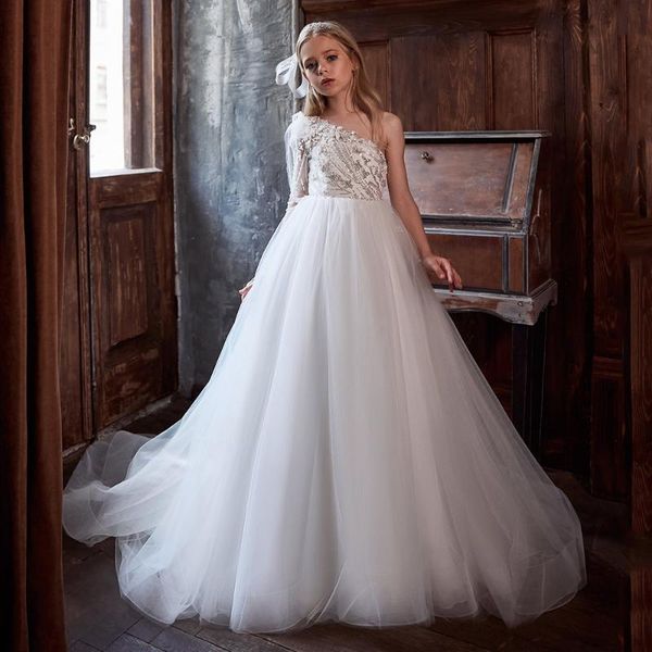 girl's dresses a line white flower girl dress one shoulder long slevees sparkling sequin tulle wedding party birthday gowns, Red;yellow
girl's dresses a line white flower girl dress one shoulder long slevees sparkling sequin tulle wedding party birthday gowns, Red;yellow