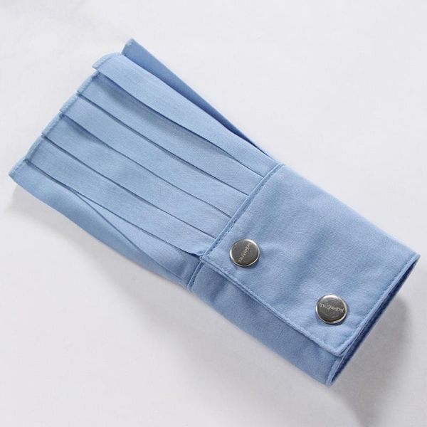 five fingers gloves 1 pair detachable shirt pleated horn flare sleeve cuffs over wristband ., Blue;gray
five fingers gloves 1 pair detachable shirt pleated horn flare sleeve cuffs over wristband ., Blue;gray