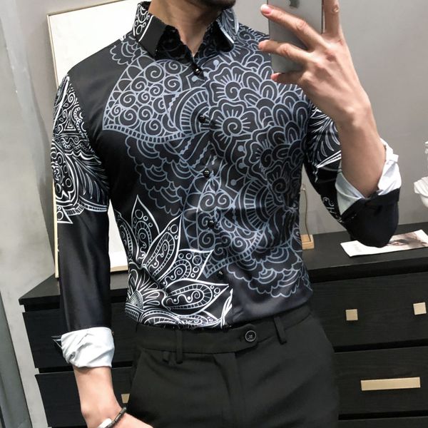 2021 new luxury shirt camisa masculina black white splicing print men long sleeve slim fit floral shirts social party spring nagn, White;black
2021 new luxury shirt camisa masculina black white splicing print men long sleeve slim fit floral shirts social party spring nagn, White;black