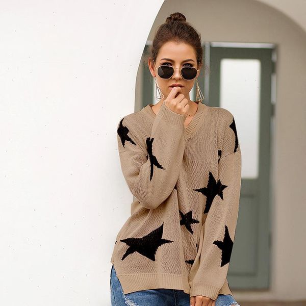 womens autumn sweater pentagram star knit v neck long sleeve loose japan woman sweaters female pullovers vd31001, White;black
womens autumn sweater pentagram star knit v neck long sleeve loose japan woman sweaters female pullovers vd31001, White;black