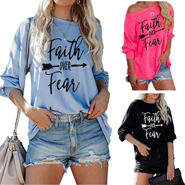 women's t-shirt fashion women off shoulder woman's casual cotton letter print tshirt stretchy long sleeve spring autumun loose te, White
women's t-shirt fashion women off shoulder woman's casual cotton letter print tshirt stretchy long sleeve spring autumun loose te, White