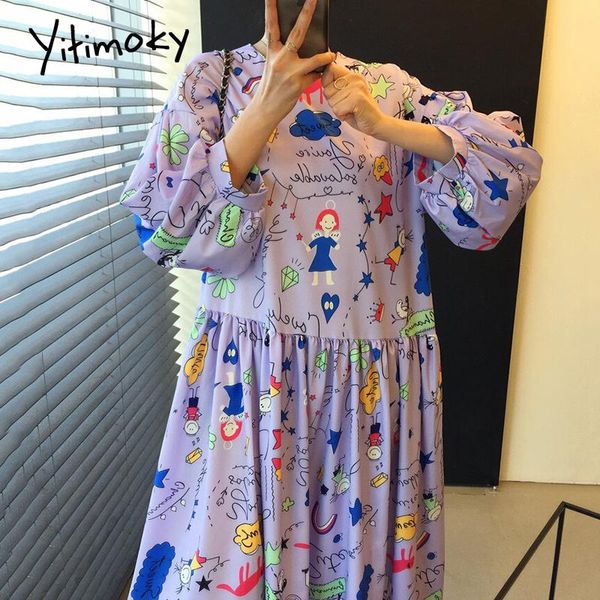 casual dresses yitimoky simple women puff sleeve o-neck 2021 summer korean folds printing cartoon graphic loose pullover dress, Black;gray
casual dresses yitimoky simple women puff sleeve o-neck 2021 summer korean folds printing cartoon graphic loose pullover dress, Black;gray