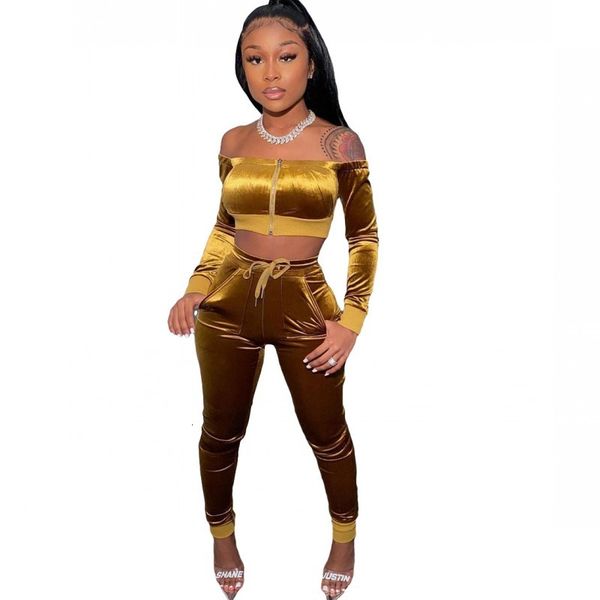 solid velvet 2-piece female ensemble off the shoulder strapless harvest and suit pants winter lounge sweatshirt club clothes 4380, Gray
solid velvet 2-piece female ensemble off the shoulder strapless harvest and suit pants winter lounge sweatshirt club clothes 4380, Gray