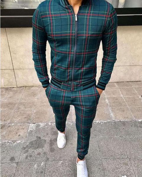 men's tracksuits men set casual sportswear suit sets plaid print sweatshirt jackets coat + pants fashion brand male two piece, Gray
men's tracksuits men set casual sportswear suit sets plaid print sweatshirt jackets coat + pants fashion brand male two piece, Gray