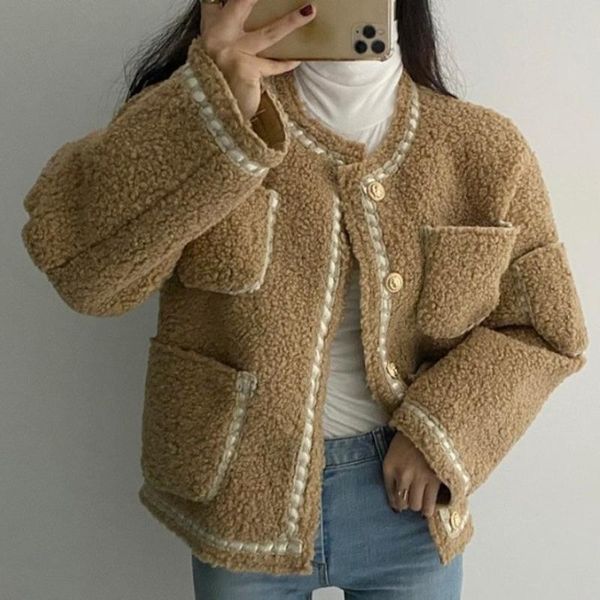 women's wool & blends loose warm coat female 2021 winter short clothes multi pocket single breasted women solid long sleeve, Black
women's wool & blends loose warm coat female 2021 winter short clothes multi pocket single breasted women solid long sleeve, Black