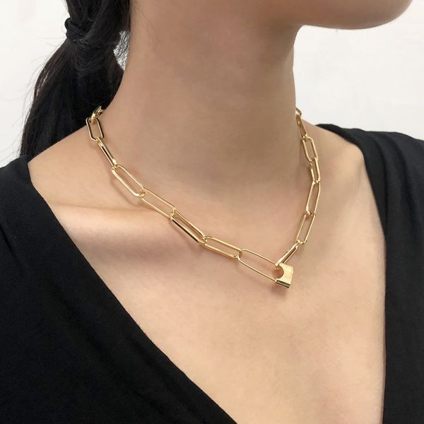 creative lock thick chain necklace for women simple chain choker steampunk padlock neck fashion party jewelry gift, Silver
creative lock thick chain necklace for women simple chain choker steampunk padlock neck fashion party jewelry gift, Silver