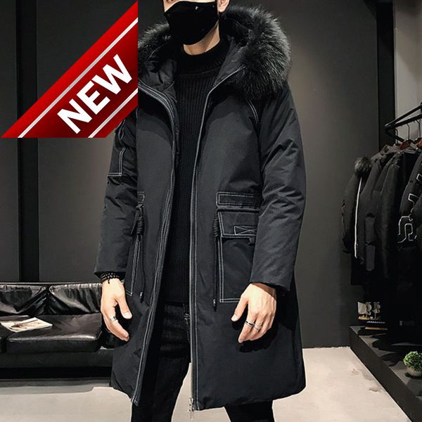 fashion brand duck down jacket stitching pocket coat mens winter thickened warm fake fur collar hooded manteau long homme, Black
fashion brand duck down jacket stitching pocket coat mens winter thickened warm fake fur collar hooded manteau long homme, Black