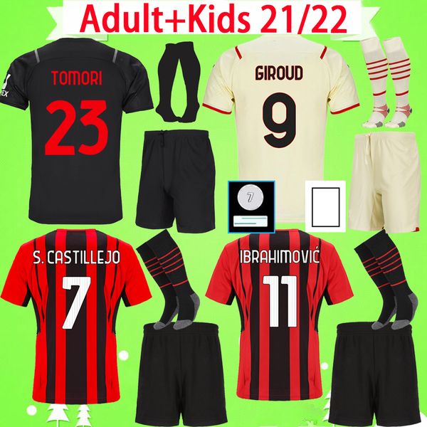 + kids kit with socks ac milan 21 22 soccer jerseys boys sets ibrahimovic brahim tomori r.leao theo rebic children 2021 2022 football shirt, Black
+ kids kit with socks ac milan 21 22 soccer jerseys boys sets ibrahimovic brahim tomori r.leao theo rebic children 2021 2022 football shirt, Black