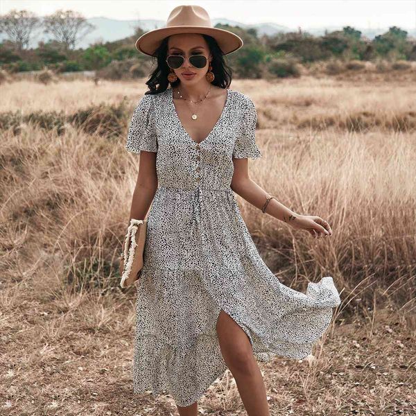 dot print ruffles summer casual women dresses v neck draw string button for woman vintage white vestidos, Black;gray
dot print ruffles summer casual women dresses v neck draw string button for woman vintage white vestidos, Black;gray