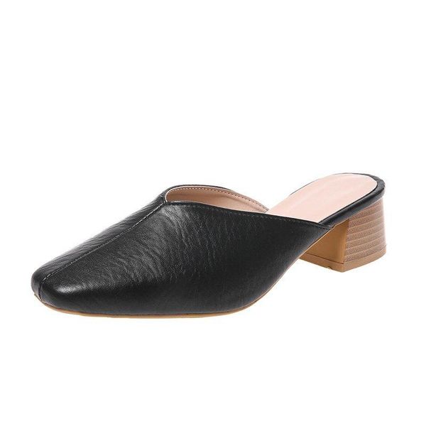 slippers women's chunky heels half piel sandalias de verano para mujer sandals leather shoes pantuflas office lady slip on pumps, Black
slippers women's chunky heels half piel sandalias de verano para mujer sandals leather shoes pantuflas office lady slip on pumps, Black