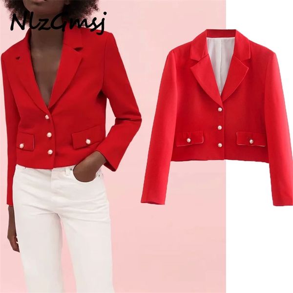 blazer women temperament fashion red lapel long-sleeved pocket button decoration short casual blazer 05 210628, White;black
blazer women temperament fashion red lapel long-sleeved pocket button decoration short casual blazer 05 210628, White;black