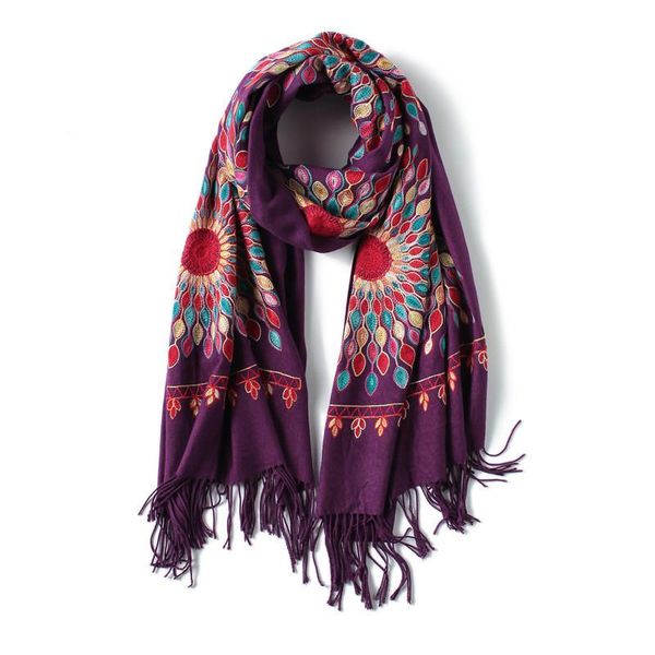 scarves winter warm embroidery shawls and wraps wool pashmina long female foulard thicken blanket cashmere women scarf, Blue;gray
scarves winter warm embroidery shawls and wraps wool pashmina long female foulard thicken blanket cashmere women scarf, Blue;gray