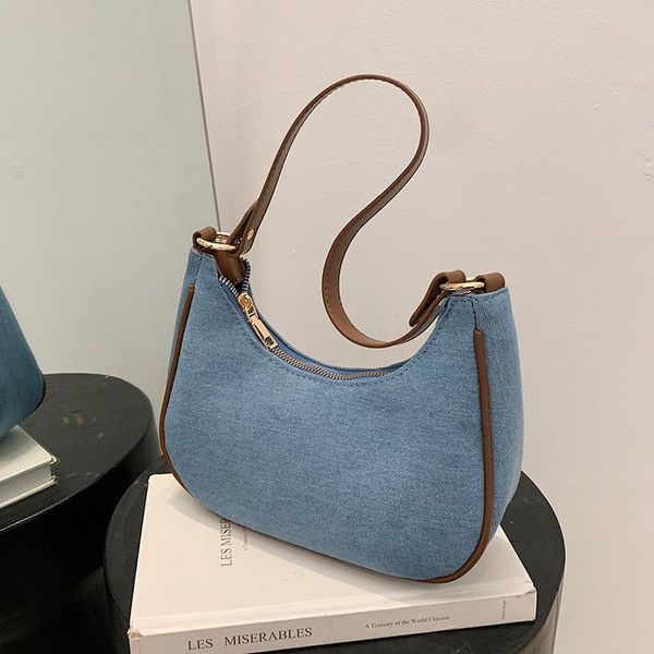 evening bags denim blue woman solid color single strap zipper half moon cloth shoulder bag handbag all match underarm 2021
evening bags denim blue woman solid color single strap zipper half moon cloth shoulder bag handbag all match underarm 2021