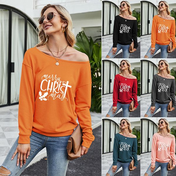 2021 autumn letter printed long sleeve sweater loose diagonal shoulder women's top, Black
2021 autumn letter printed long sleeve sweater loose diagonal shoulder women's top, Black