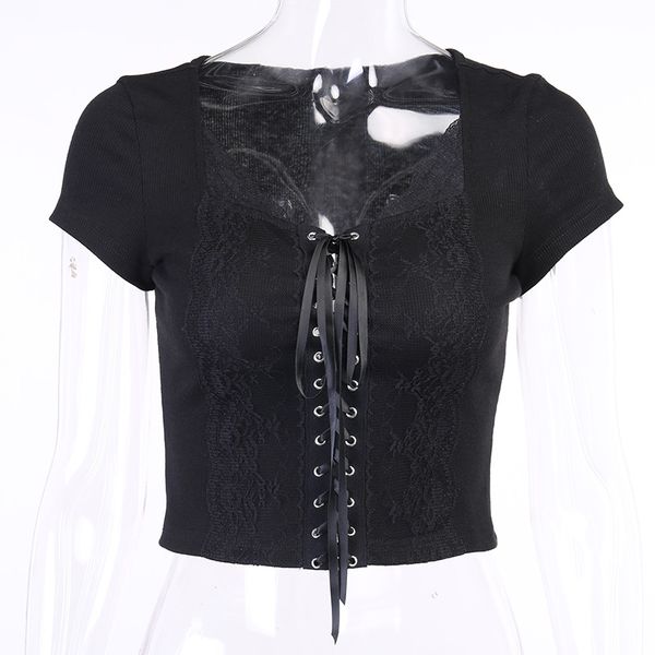 streetwear splice lace short sleeve crop women gothic slim bow lace up knitt t shirt female dark fashion, White
streetwear splice lace short sleeve crop women gothic slim bow lace up knitt t shirt female dark fashion, White