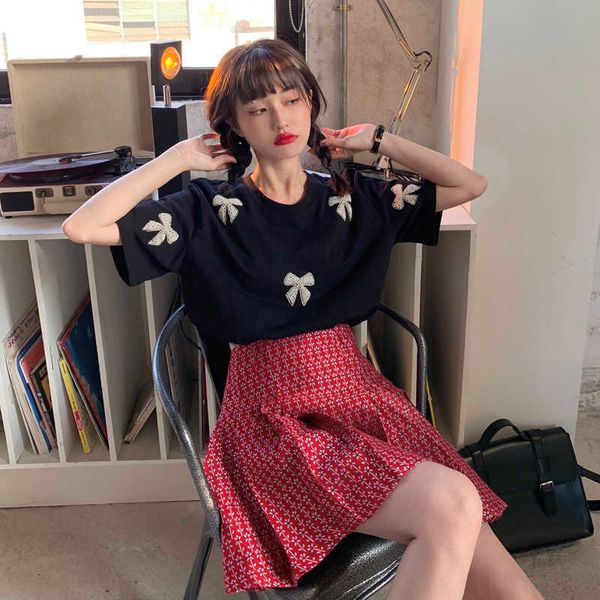women's t-shirt korean version bowknot heavy drilling industry loose fashion versatile short sleeve female student shirt kbz6, White
women's t-shirt korean version bowknot heavy drilling industry loose fashion versatile short sleeve female student shirt kbz6, White