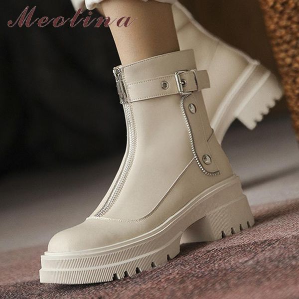 boots meotina genuine leather ankle women shoes platform thick heel round toe high zipper ladies autumn white, Black
boots meotina genuine leather ankle women shoes platform thick heel round toe high zipper ladies autumn white, Black