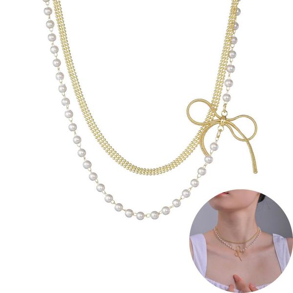 chains acheerup fashion double layer necklace for women bowknot pendant pearl chain adjustable vintage gold jewelry friend gift, Silver
chains acheerup fashion double layer necklace for women bowknot pendant pearl chain adjustable vintage gold jewelry friend gift, Silver