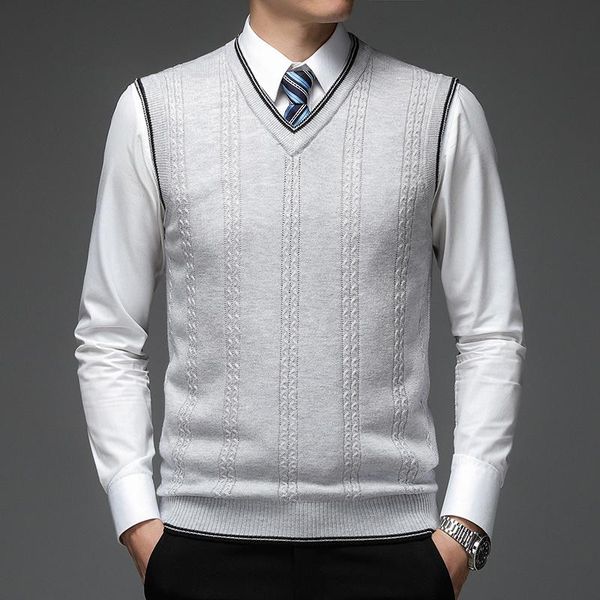 men's vests autum brand solid 6% 2021 wool pullover sweater v neck knit vest hombre men sleeveless casual mens clothing, Black;white
men's vests autum brand solid 6% 2021 wool pullover sweater v neck knit vest hombre men sleeveless casual mens clothing, Black;white