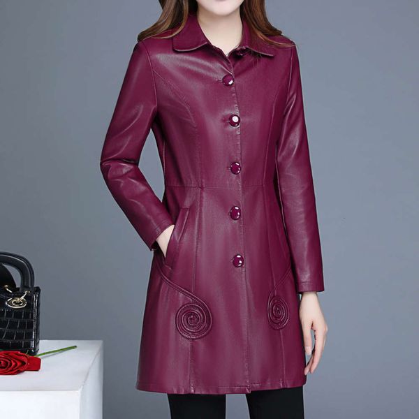 designer long autumn and winter new lapel korean clothes middle slim pu leather windbreaker large women's wear e, Black
designer long autumn and winter new lapel korean clothes middle slim pu leather windbreaker large women's wear e, Black