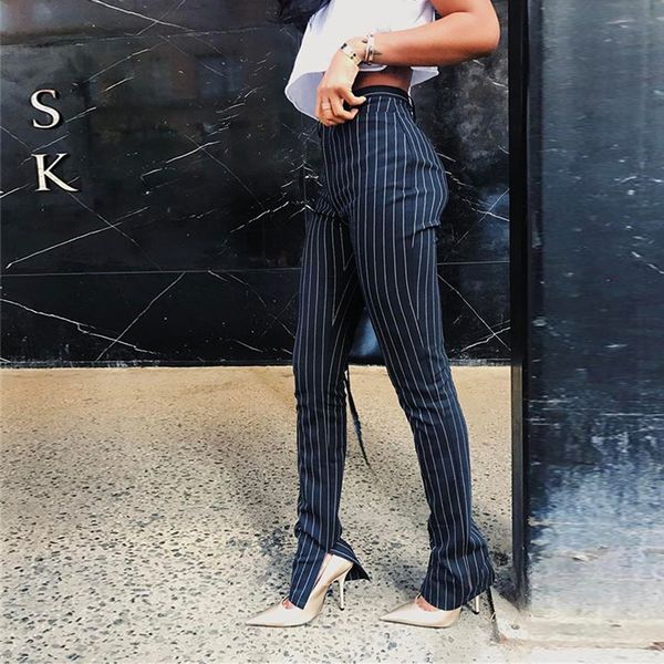 office pants for 2021 high waist striped trousers women side split ol style skinny long bottom have stretchy white, Black;white
office pants for 2021 high waist striped trousers women side split ol style skinny long bottom have stretchy white, Black;white