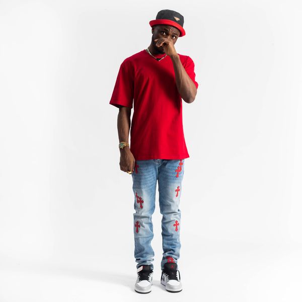 brand ch tide high street wash old red cross skinned hip hop punk slim fit jeans man, Blue
brand ch tide high street wash old red cross skinned hip hop punk slim fit jeans man, Blue