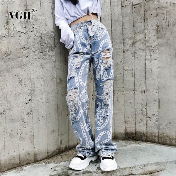 vgh casual print patchwork hole jeans for women high waist straight streetwear wide leg pants female fashion new spring style, Blue
vgh casual print patchwork hole jeans for women high waist straight streetwear wide leg pants female fashion new spring style, Blue