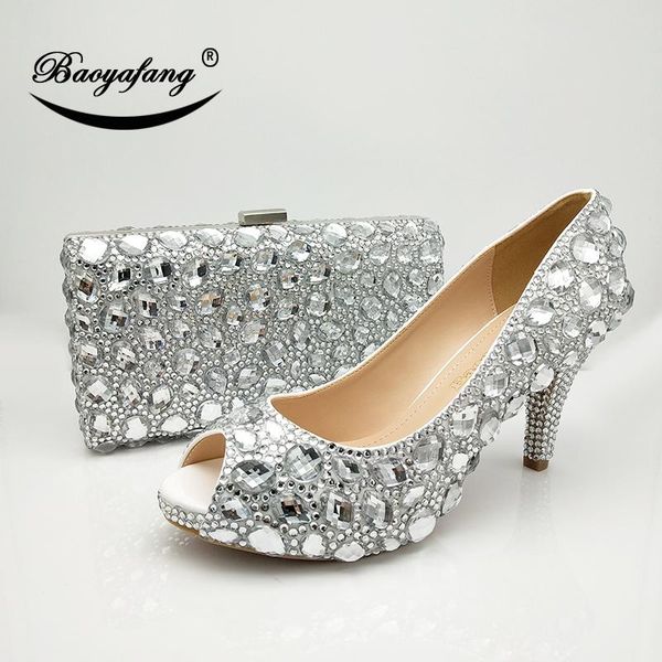 baoyafang 2021 new arrival silver crystal wedding shoes with macthing bags peep toe high shoes ladies party dress shoe and bags, Black
baoyafang 2021 new arrival silver crystal wedding shoes with macthing bags peep toe high shoes ladies party dress shoe and bags, Black
